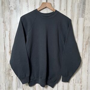 Vintage Fruit Of The Loom Black Blank Crewneck Sweatshirt Womens XL